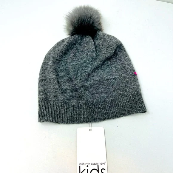 AUTUMN CASHMERE**Gray Girls Pom Pom Hat**Size 10/14 $75 - Picture 2 of 2